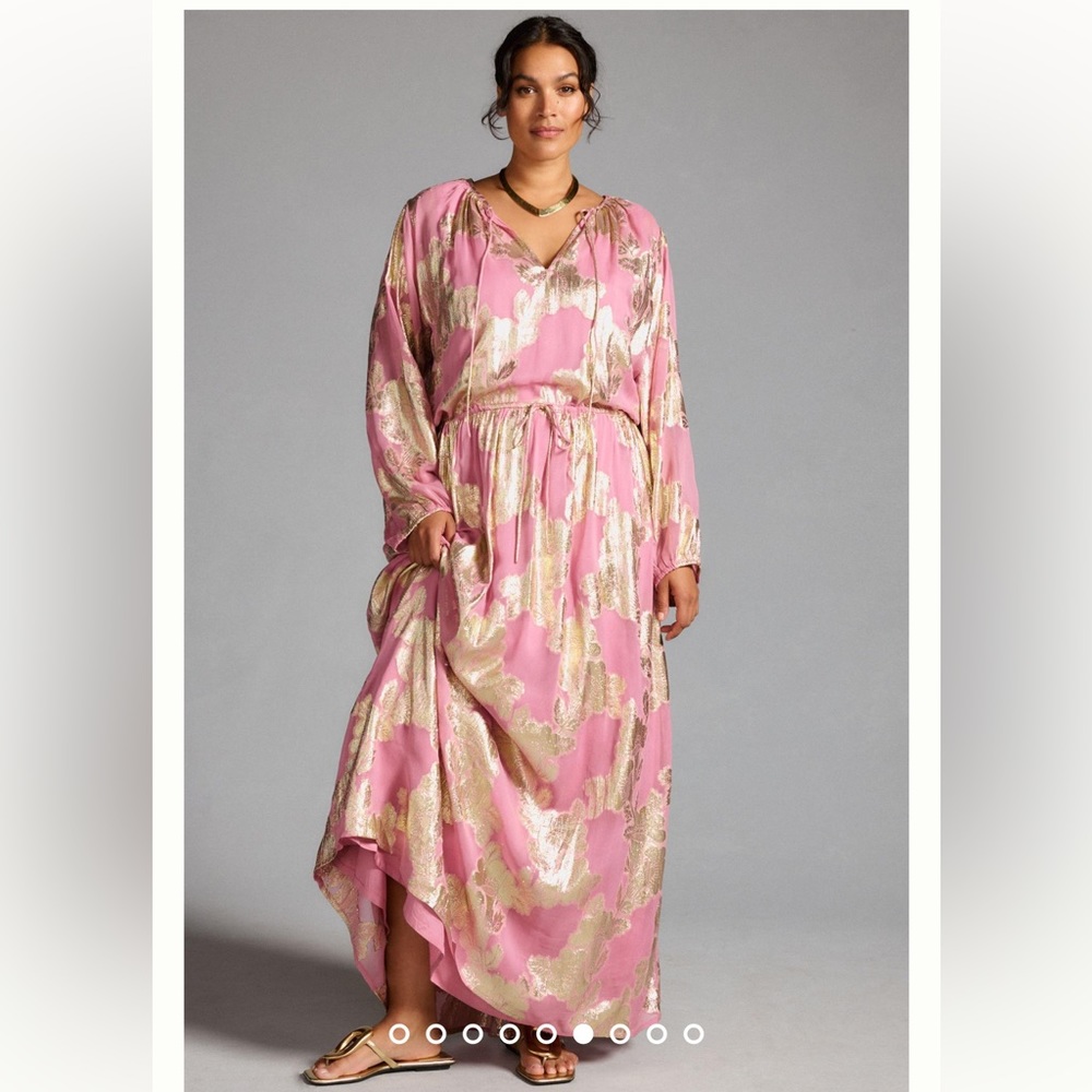 Anthropologie Shruti Sancheti Tie-Neck Maxi Dress